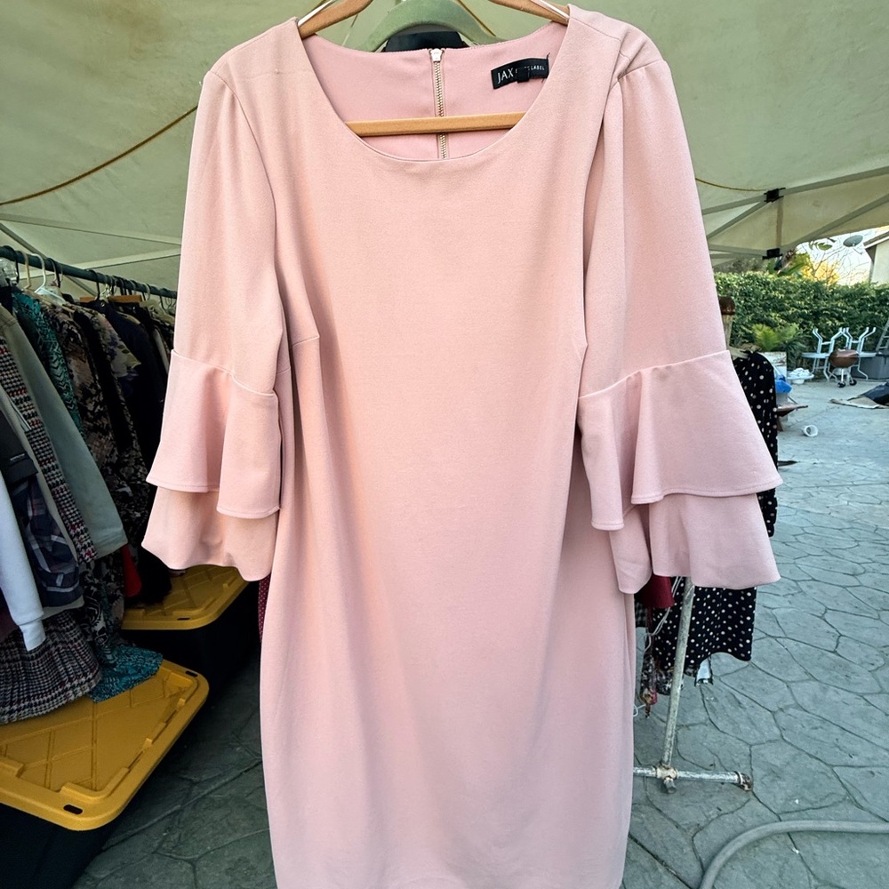Jax Blush Long Sleeve Ruffle Dress
